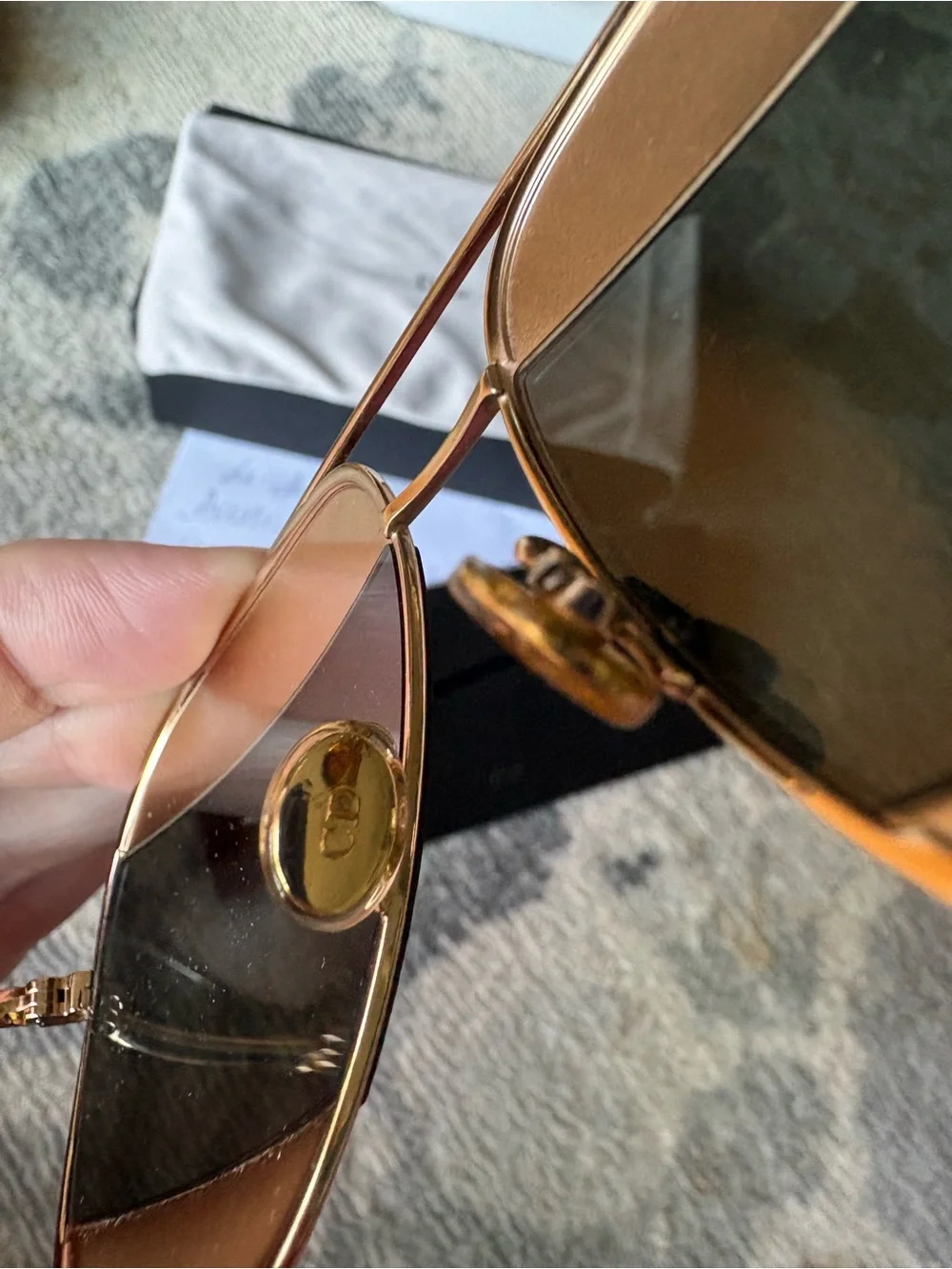 Dior Men’s Gold Frame Aviator Sunglasses with Brown/Gold Lenses